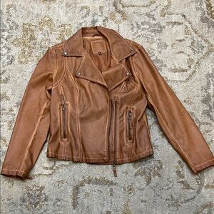 Max Studio brown faux leather jacket